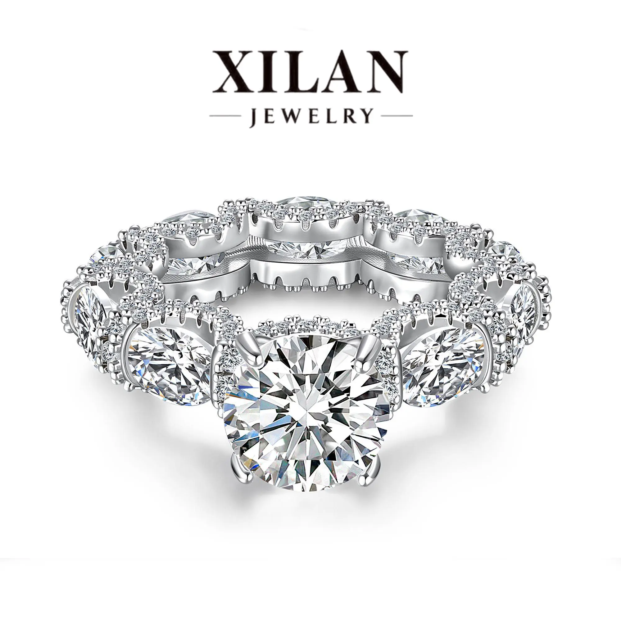 Women's High-End Eternal Solitaire Ring - Elegant Female Fashion Geometric Princess-Style Rotating Openwork Stackable Plus-Size 5-Axis Precision Engraving Jewelry Gift for Valentine's Day, Christmas