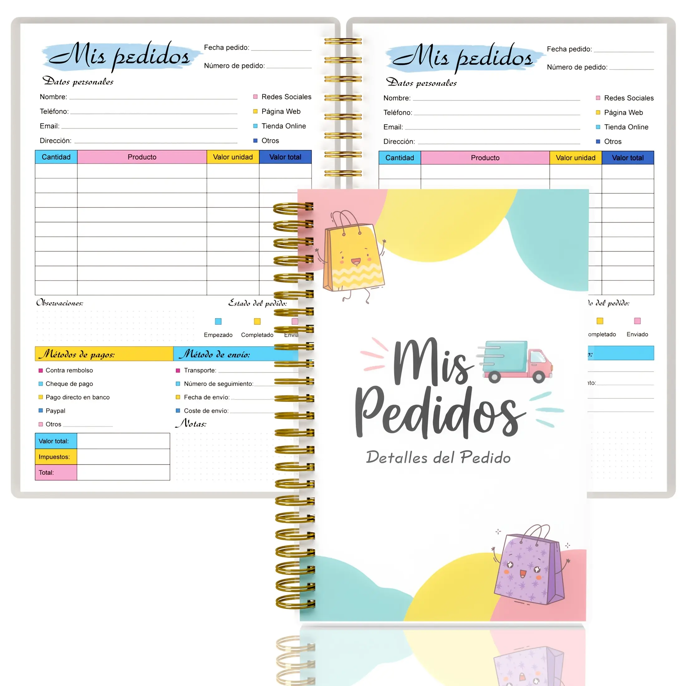 My Order Tracking Log Book, Cross-Border Shopping Parcel Management Coil Notebook, Spanish Theme Shopping List Planning Journal