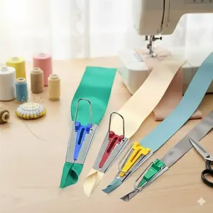 Adjustable Bias Tape Maker Tool, Sewing Machine Attachment for Quick Binding, Non-Slip Quilting Foot DIY, Effortless Bias Strip Presser