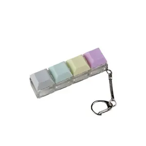 Keyboard Fidget Toy, Light Emitting Keychain, 4-In-1 Decompression Button, Stress Relief Gift, & Transparent Options, Sensory Fidget Keychain