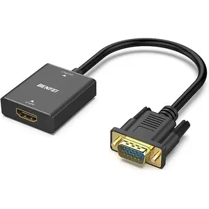 BENFEI HDMI to VGA, Uni-Directional HDMI Computer to VGA Monitor Adapter (Female to Male) with 3.5mm Audio Jack Compatible with TV Stick, Computer, Desktop, Laptop, PC, Monitor, Projector, Roku, Xbox