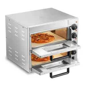 VEVOR Commercial Pizza Oven Countertop, TikTokShopBlackFriday, 14" Double Deck Layer, Stainless Steel Electric Pizza Oven with Stone and Handle, Multipurpose Indoor Pizza Maker for Restaurant Home Pretzels Baked