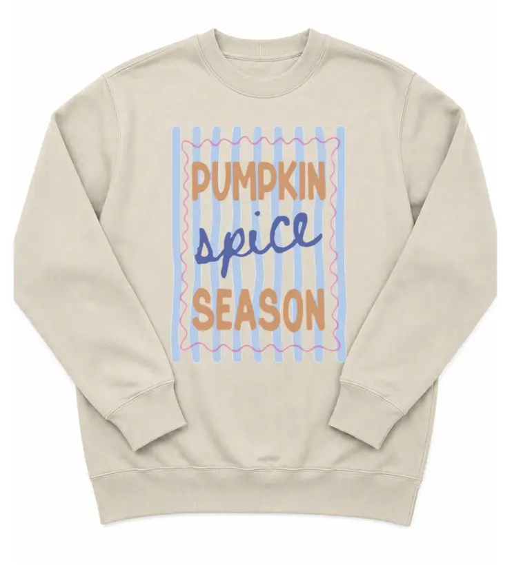 Pumpkin Spice Sweatshirt for Women, Fall Crewneck Sweatshirt, Trendy Autumn Pullover, Pumpkin Spice Season Sweater, Cozy Fall Apparel, PSL Lover Gift, Thanksgiving Outfit, Cute Autumn Sweatshirt for Her