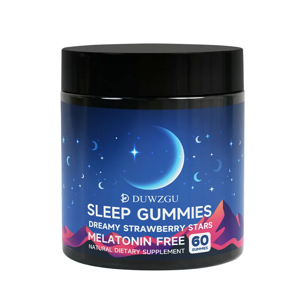 DUWZGU Sleep Gummies Dreamy Strawberry Stars Melatonin Free 60 Gummies Natural Dietary Supplement Magnesium Glycinate Multivitamin Complex
