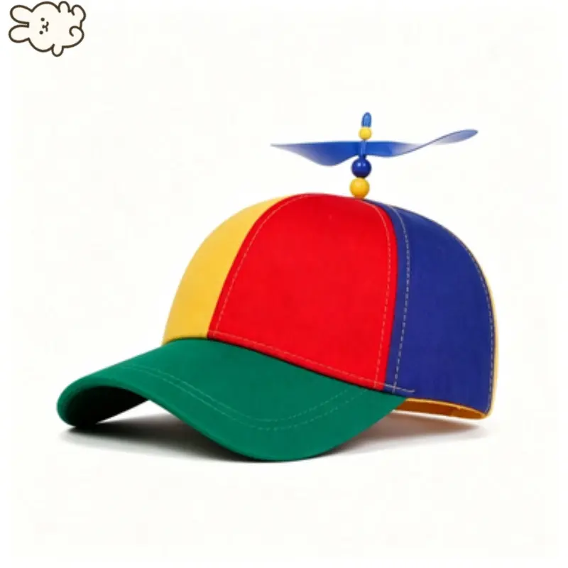 Unisex Snapback Cap, Rainbow Bamboo Dragonfly Design With Rotating Propeller For Adults Kids Boys And Girls Daily Outdoor Wear