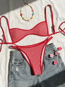 Women's Sexy Triangle Bikini Sets, Low-Cut Backless Design, Ethnic Print Style, Perfect for Summer Beachwear & Pool Parties