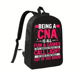Funny CNA Backpack - Nursing Student Gift, Medical Humor Bags with Zipper Closure - Black Backpack with Pink Text for Certified Nursing Assistants, Heavy-Duty School & Work Bag for CNAs, Nurse Bag, Healthcare Professional Accessory