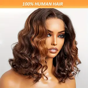 2025 Wholesale Fashion 13x6 T-Part Lace Front Bob Wig - Human Hair, Pre-Plucked, Loose Body Wave, Natural Hairline, 150% Density, 8-18 Inch, Shoulder-Length Style for Women, Elegant & Versatile Look, Short Hair Wig