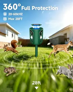 2026 Upgraded Solar Ultrasonic Animal Repeller, IP64 Waterproof Motion Sensor Deterrent for Outdoor Farm & Pet Area Pests (Cat, Squirrel) Deer And Rabbit Repellent