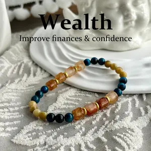 Natural Citrine Tiger's Eye Wealth-Attracting Bracelet, Lucky & Vitality Energy Bracelet Retro-Chic Versatile Bracelet Accessory, Unisex, September Birthstone, Mother's Day / Teacher's Day / Nurses' Day Gift