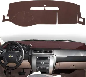 Dashboard Cover Dash Mat Compatible with 2007-2014 Chevy Chevrolet Tahoe Suburban,2007-13 Chevy Avalanche Silverado 1500 2500 3500 LTZ/ Sierra SLT Denali,2007-14  Yukon XL (Brown)