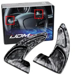 iJDMTOY Forged Caron Fiber Pattern Style Large Paddle Extensions For Dodge Challenger Charger Durango, Grand Cherokee, 300/300C