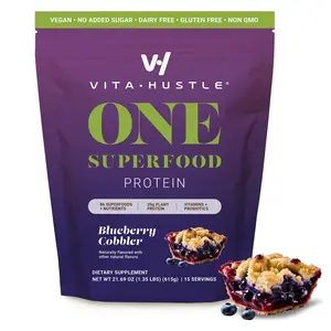 Meal Replacement Shake - Plant Based Protein Powder by Kevin Hart - Vegan, Meal Replacement Powder with Superfoods, Vitamins, Adaptogens & Probiotics - Blueberry Cobbler Flavor, 15 Servings