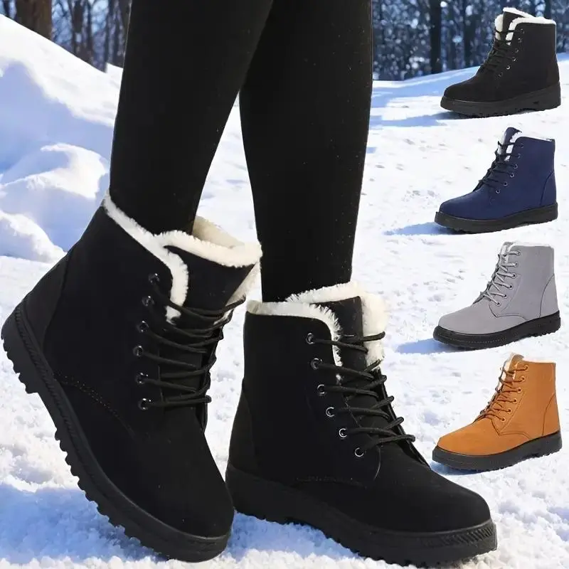 Women's Snow Boots, Quilted Plush-Lined Ankle Booties for Warm Comfortable Winter Wear, Slip-Resistant to Stay Steadier on Ice