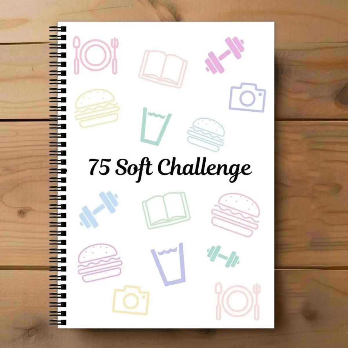 Summervibes 75 Soft Cover Fitness Challenge Journal & Planner - A4 Size Notebook for Fitness Challenges, Organizes Tasks, Improves Efficiency, Office Stationery & Supplies, Creative Gift