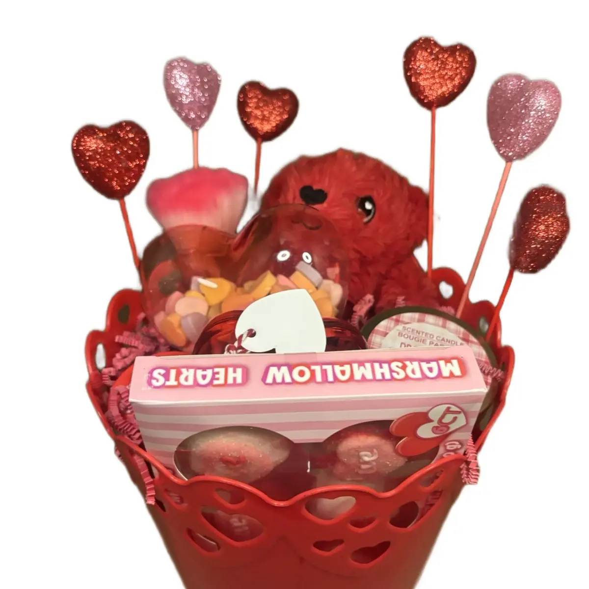 Heart Deluxe Valentine's Day Basket with Love T-Shirt - Red Floral Design, Ideal for Gifting and Display - Womenswear, Top
