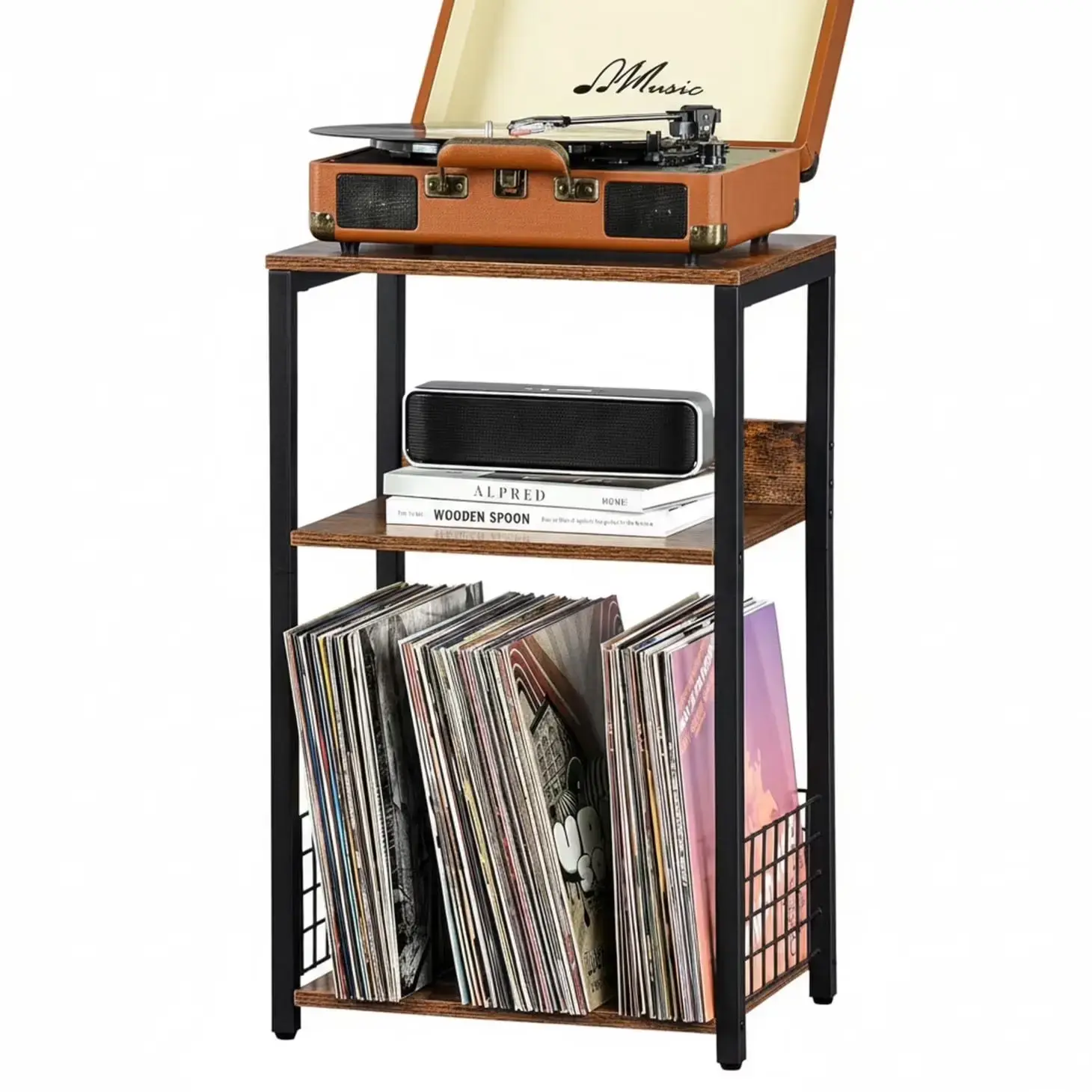 3 Tier Media Storage Rack – Compact Shelf for CDs, DVDs & Video Games, Holds up to 50 Discs, Retro Design for Living Room or Bedroom, Space‑Saving Organizer