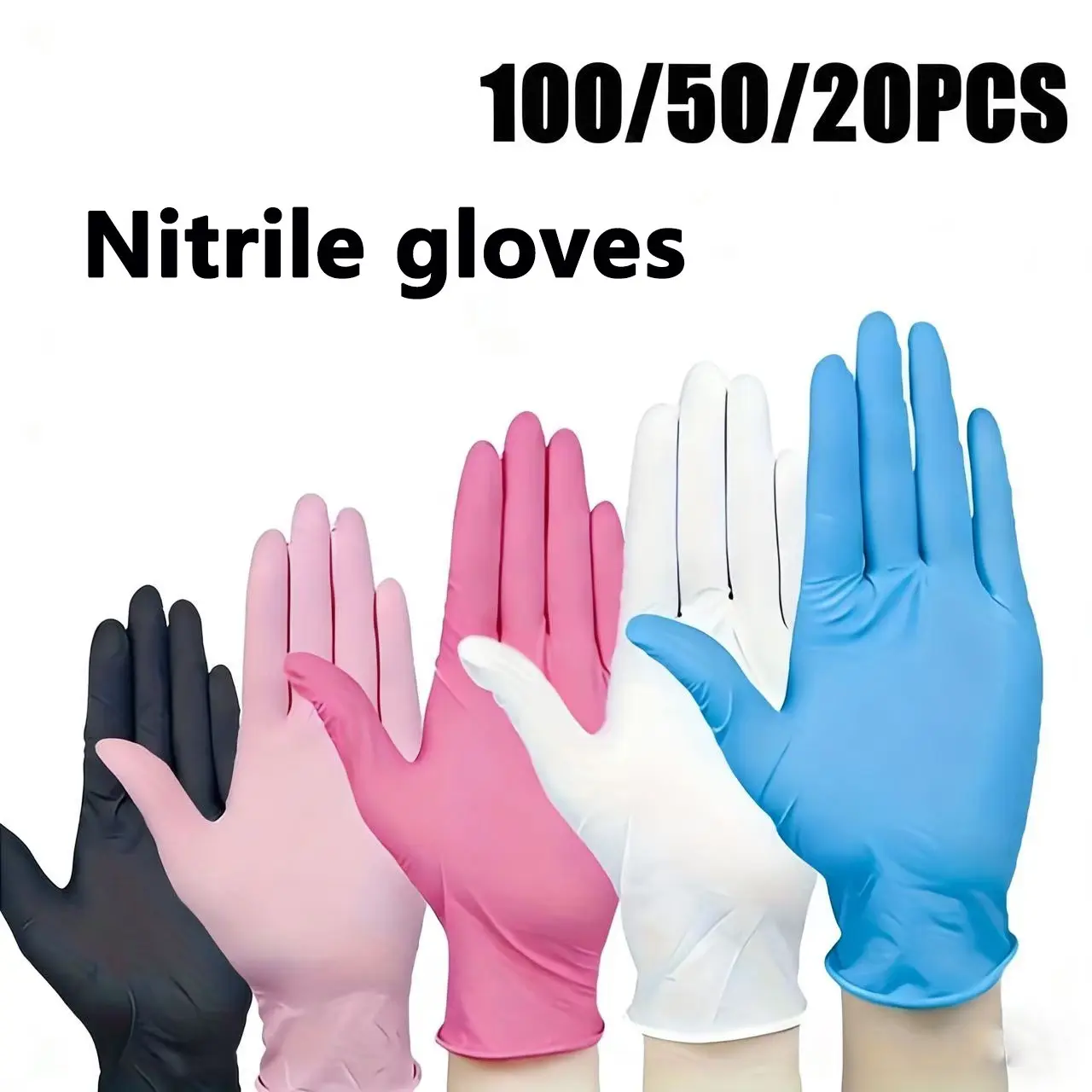 20/50/100 pcs, durable rose-red Disposable nitrile gloves, non-medical grade, latex-free, suitable for permanent makeup, nail and hair services, painting, dishwashing and cleaning, household bathroom cleaning gloves, odor-free.