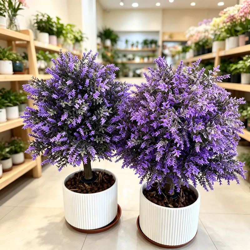 DLDA 24-Inch Artificial Boxwood Topiary Balls 2-Pack - Artificial Lavender Plant, Ground Spike, UV-Resistant, Faux Plants Indoor Ornaments with Wardrobe, Garage, Toilet Decor Uses