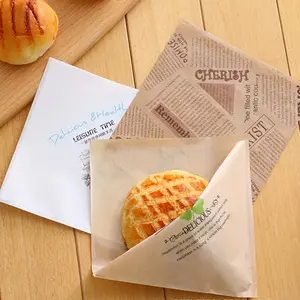 100pcs Food Grade Oil-Proof Paper Bags, Triangle Sandwich Donut Wax Paper Handheld Burger Wraps, Kitchen Accessories for Cooking & Serving