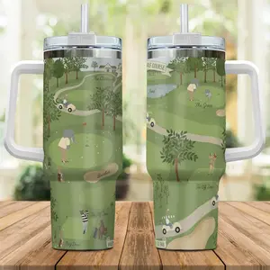 Animal Golf Lover Tumbler 40oz, Masters Inspired Tournament Design, Insulated Travel Mug with Handle and Straw, Gift for Golf Fans