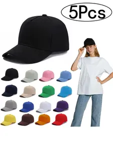 5Pcs-Unisex Inclusive Wide Brim Baseball Cap, Sun Visor Cap, Lightweight Breathable Design, Multiple Color Options, Ideal for Summer Travel and Daily Use