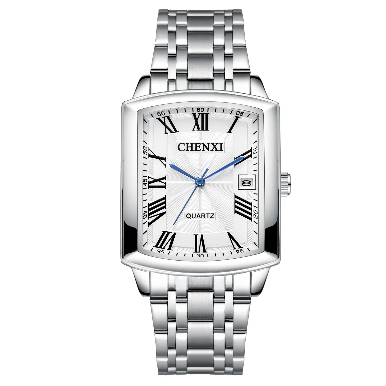 Mens Womens Wrist Watches: Square Couple 3ATM Waterproof Calendar Watch - Stainless steel Adjustable Strap Analog Quartz Watches