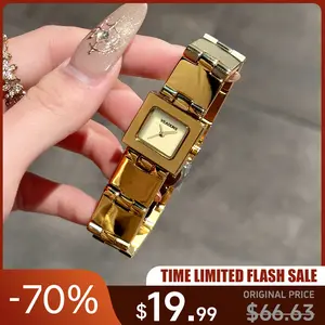 VEADONS Women's Square Watch Gold & Silver Two-Tone Stainless Steel 30M Waterproof Elegant Fashion Wristwatch Stylish Unique Square Dial Luxury Design Gift for Her