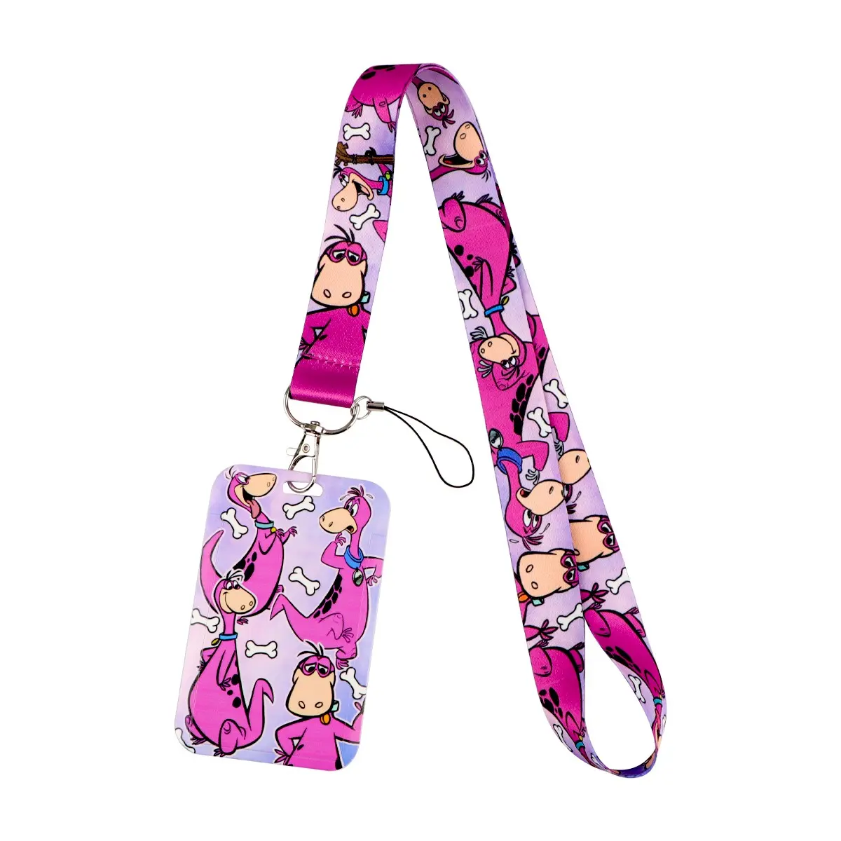 Cartoon Purple Dinosaur Lanyard For Keys Chain ID Credit Card Cover Pass Mobile Phone Charm Neck Straps Badge Holder Key Ring Accessories Funny Keychain