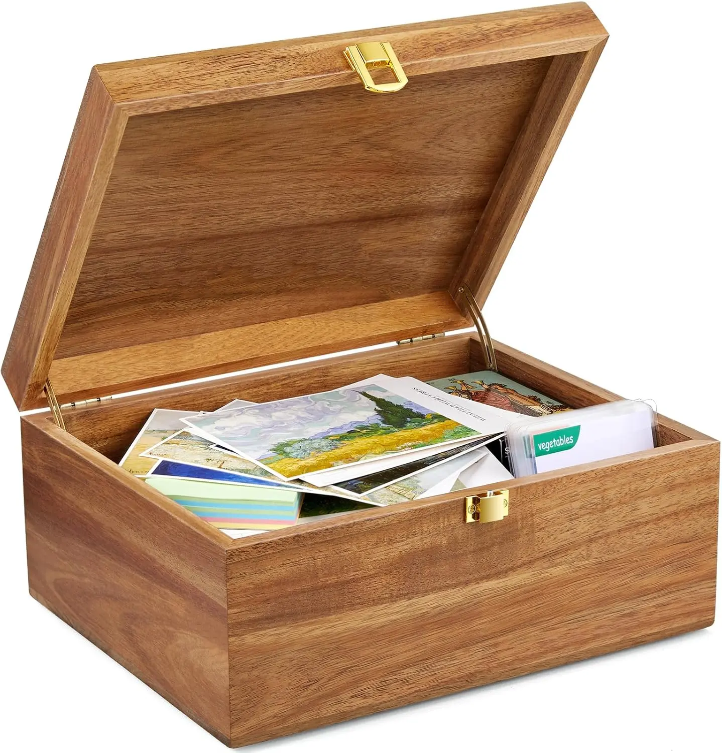 DRASTAR Wooden Keepsake Box, Large Acacia Memory Box for Photos & Crafts