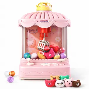 Princess Claw Machine for Kids, Mini Arcade Grabber Toy with Plush Toys and Capsules, Light Up Prize Dispenser Game for Girls Birthday Gift