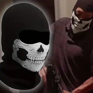 Skull Pattern Face Mask, Full Face Mask, Full Face Coverage, Cycling Face Cover, Breathable Face Cover, Breathable Face Covering, Outdoor Sports Face Mask, Face Cover for Sports & Outdoor Accessories, Halloween, Outdoor Activities