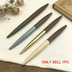 Metallic Wooden Ballpoint Pen, Brass & Walnut Material, Multi-Color Couple Pens, Office & Study Use, Gift for Teachers, Colleagues, Friends