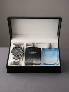 Men's Quartz Watch Set with Perfume Gift Box, Perfect for Daily Wear & Special Occasions Like Birthdays & Father's Day