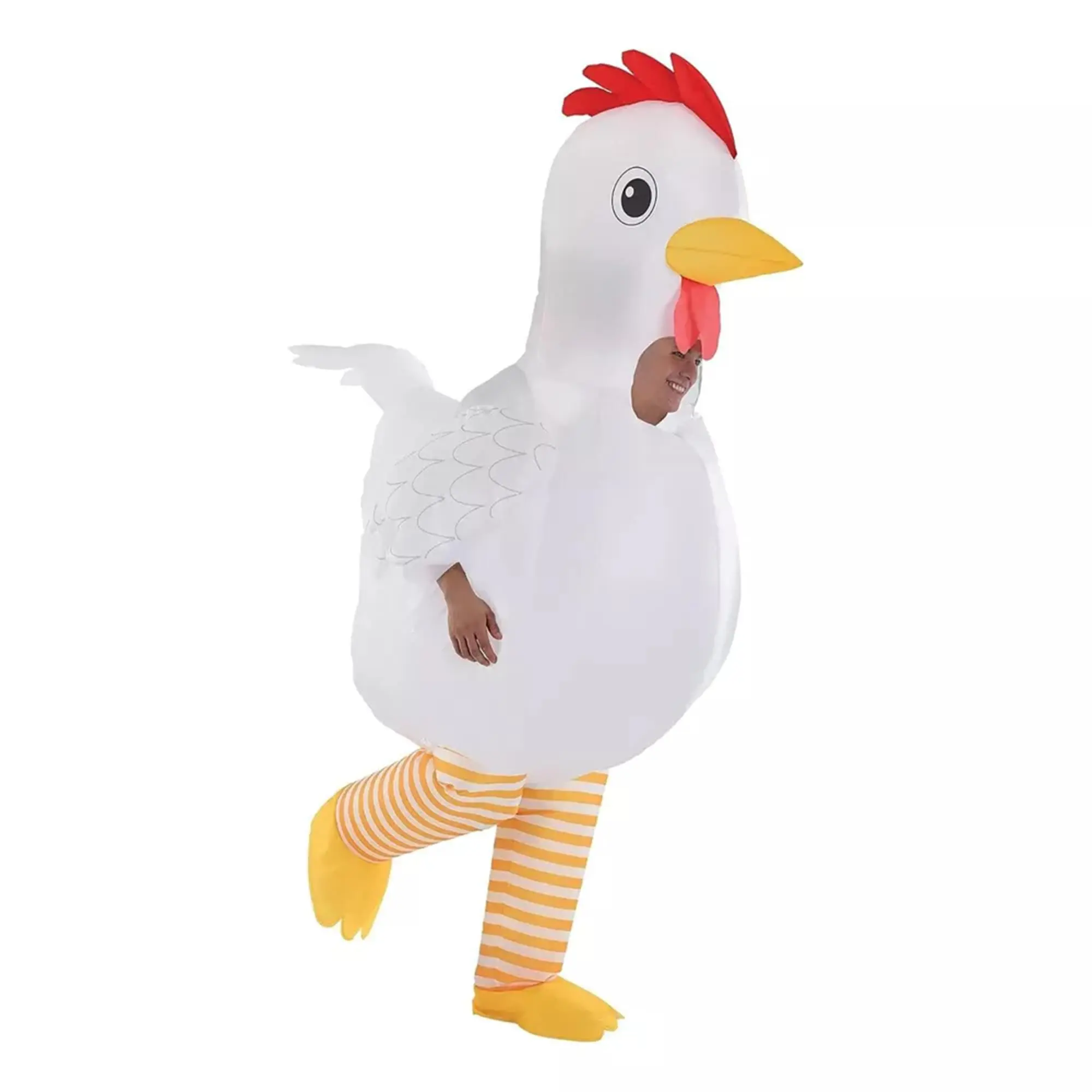 Menswear Chicken Adult Inflatable Costume with Wings & Ruffle, One Size Fits Most
