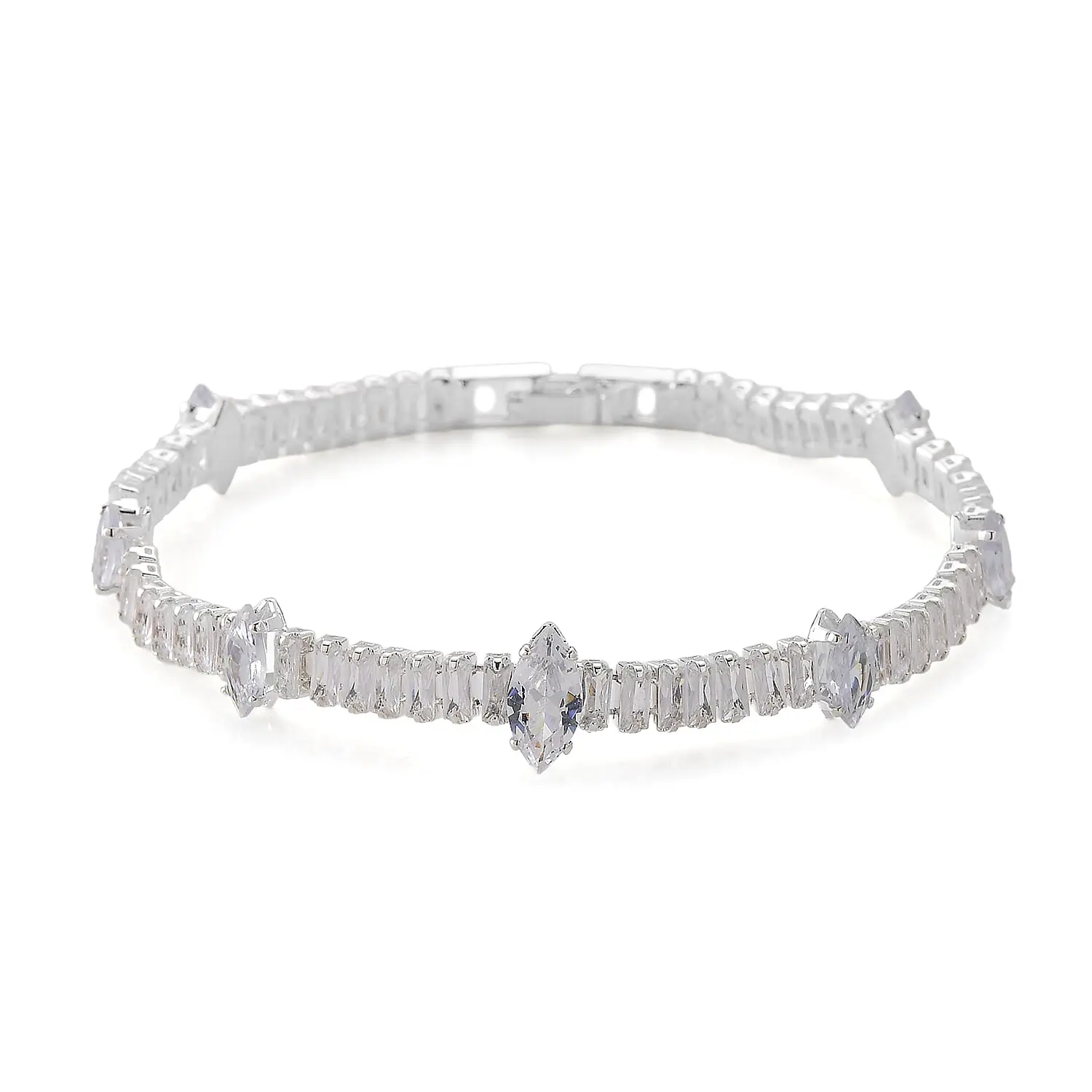 One Time Only Simulated Diamond Bracelet in Silvertone (7.25 In) 5.00 ctw