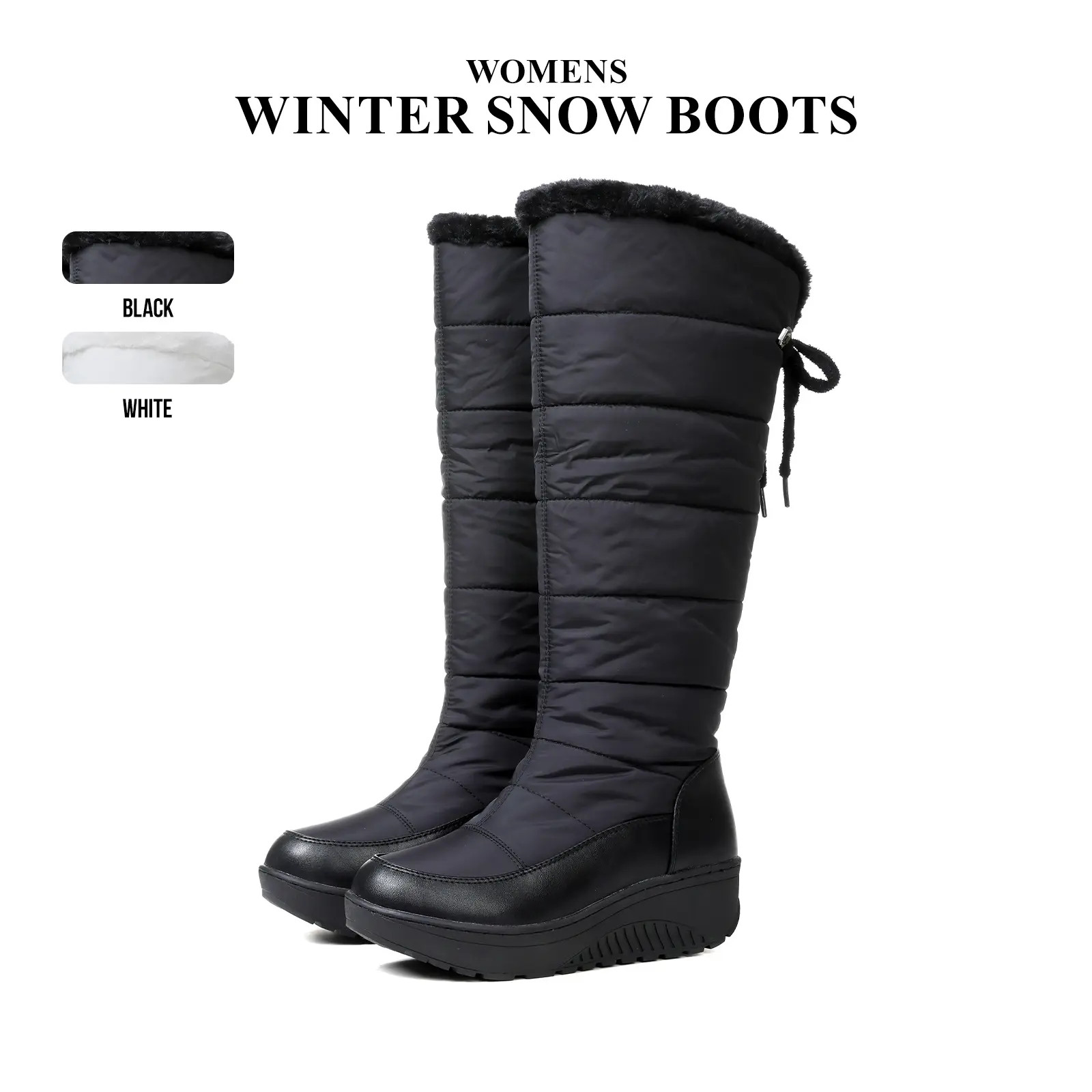 CYNLLIO Womens Winter Snow Boots Rounded Toe Thick Sole Lace Up Pull On Comfy Warm Plush Fur Lined Mid Calf Platform Boot Vacation Shopping Walk Outdoor Indoor Sports Skiing Snowmobiling Parties Nightclub Chilly Day Booty Shoes