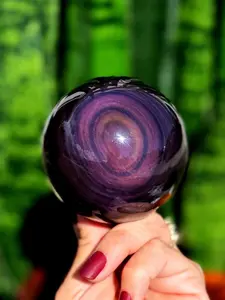 Natural Crystal Rough Obsidian 1 Pcs Natural Rainbow Obsidian Cat Eye Obsidian,Crystal Stone Sphere Ball Mineral Rock Reiki Chakra Healing Stone,Unique Specimen for Collectibles and Educational Use, Chakra Healing Crystals