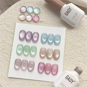 GAOY Summer Whisper Gel Nail Polish Set, 6 Icy Sheer Cat Eye Gel, Crystal Clear Holographic Nail Art for Beach Vacations & Pool Party Glam