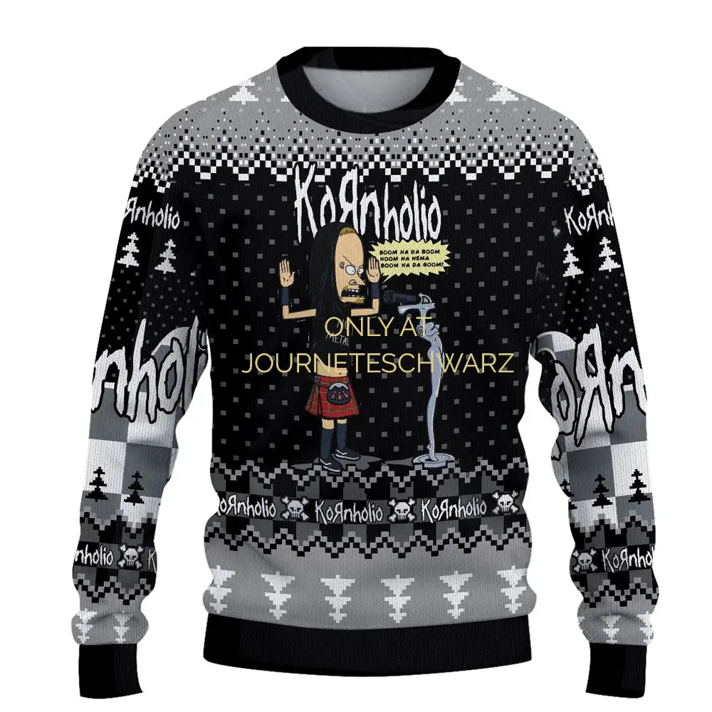 Kornholioo Ugly Christmas Sweater Hoodie, Nu-Mental Band Xmas Gift