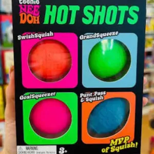 4 PACK TEENIE MINI -Schylling NeeDoh HOT SHOTS -FOOTBALL soccer BASKETBALL baseball BALLS Sensory Stress Relief Squishy Fidget SQUEEZE