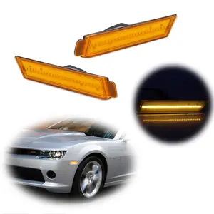 2pcs Amber Lens LED Front Bumper Side Marker lamps Light Lamp For 2010 2011 2012 2013 2014 2015 Chevy Camaro,  replaces OEM # 2246244, 92246245, GM2551197 and GM2550197