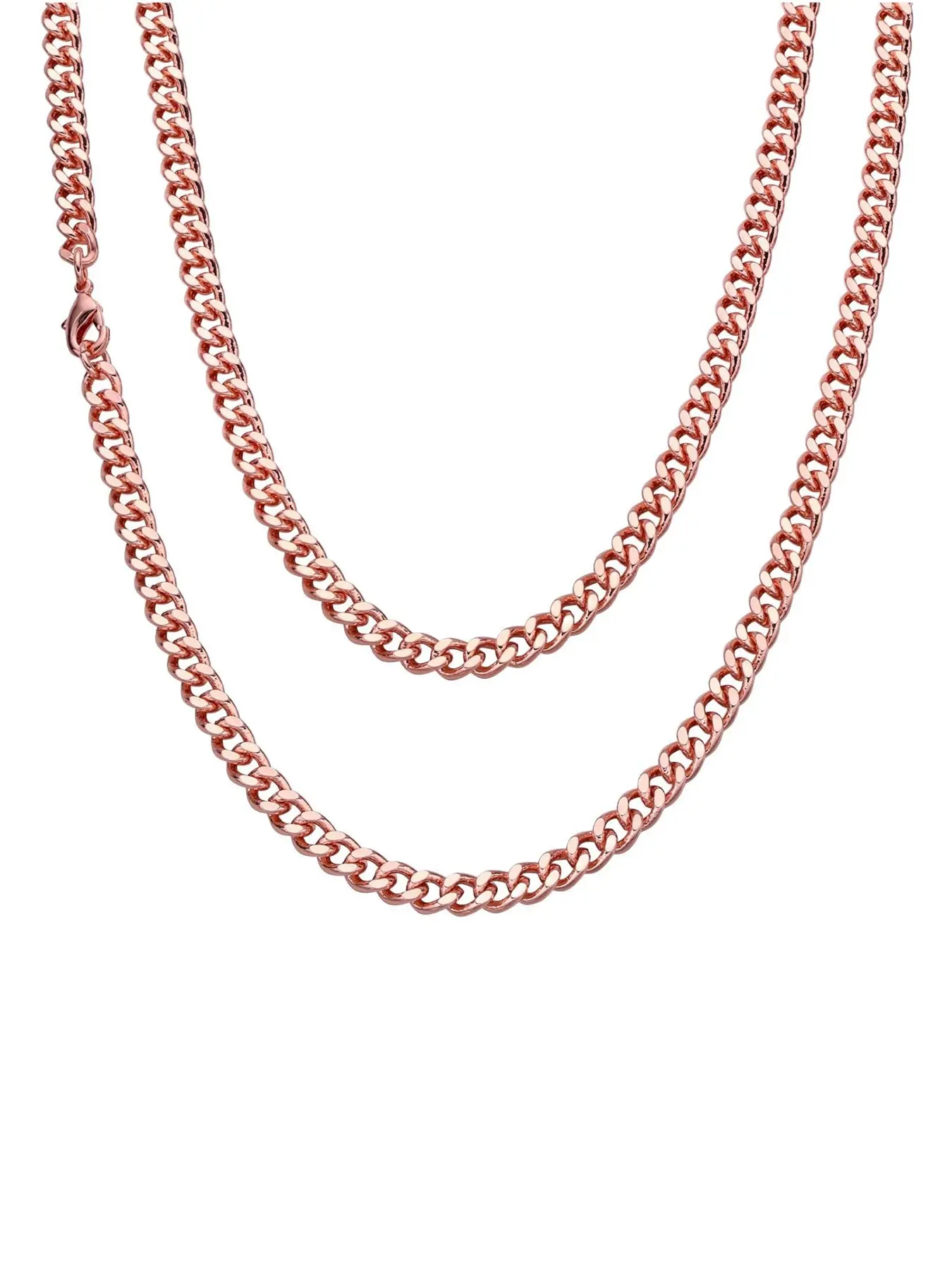 Pure Copper Cuban Link Chain Necklace, Width 7mm, Unisex Chain, Punk Style, All Seasons Wear, No Choking Hazard, Cuban Link Jewelry
