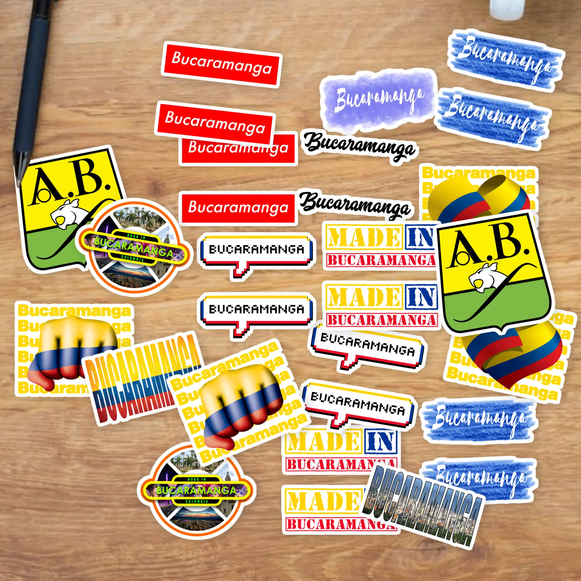 Stickers Pack 20 Pcs BUCARAMANGA Luggage Water Skateboard Laptop Aesthetic Bumper Colorful Vinyl Bottle Guitar Waterproof Car Bike