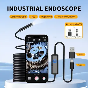 Endoscope Camera with Light,HD Borescope Tools,Adjustable LED Lights, Photo and Video Recording,Semi-Rigid Snake Camera, IP67 Waterproof Inspection Borescope for Android Phones and Laptops for Automotive Repair, Car, Plumbing Sewer,HVAC