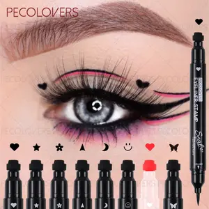 8pcs/set Double-ended Stamped Eyeliner with A Variety of Cute Patterns, Waterproof Eye Liner Pencil Winged Stamp, Silky and Quick-drying, Suitable for Beginners, Perfect for Christmas