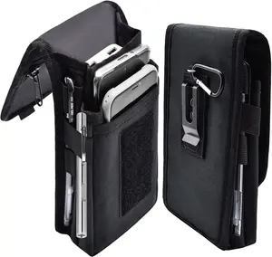 Dual Phone Holster Belt Pouch – Large Tactical Cell Phone Holder for Work, Hiking, Camping, and Outdoor Activities – Black XL