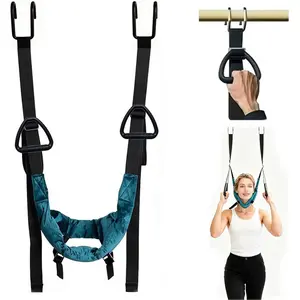 Portable Cervical Traction Harness Neck Stretcher for Home-Adjustable Neck Traction Strap for Neck Fatigue Relief for Adults (Over Door Design)