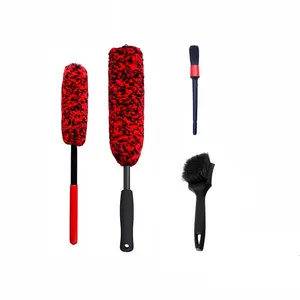 Car Wheel Cleaning Brush Set, Car Wash Brush, Car Wash Tool, Long Handle Wheel Brush Kit, Including Soft Wheel Cleaning Brush, Detailing Brush & Stiff Tire Brush, Durable Wheel Rim Cleaner Brush Set, Car Detailing Brushes, Car Wash Accessories