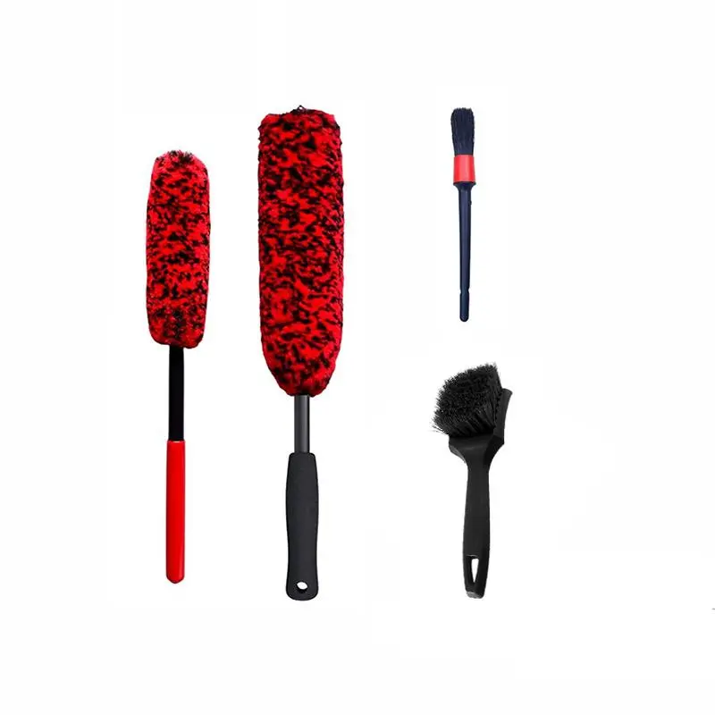 Car Wheel Cleaning Brush Set, Car Wash Brush, Car Wash Tool, Car Wash Supplies, Long Handle Wheel Brush Set, Including Soft Wheel Cleaning Brush, Stiff Tire Brush, Durable Wheel Rim Cleaner Brush Set, Car Detailing Brushes, Car Wash Accessories